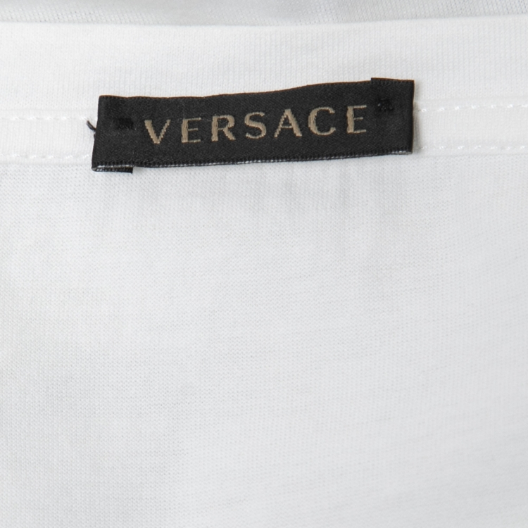 Pre Owned Versace White Cotton Vintage Logo T-Shirt M