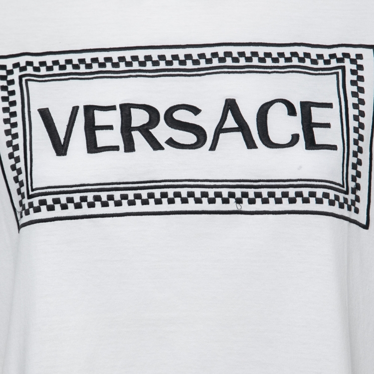 Pre Owned Versace White Cotton Vintage Logo T-Shirt M