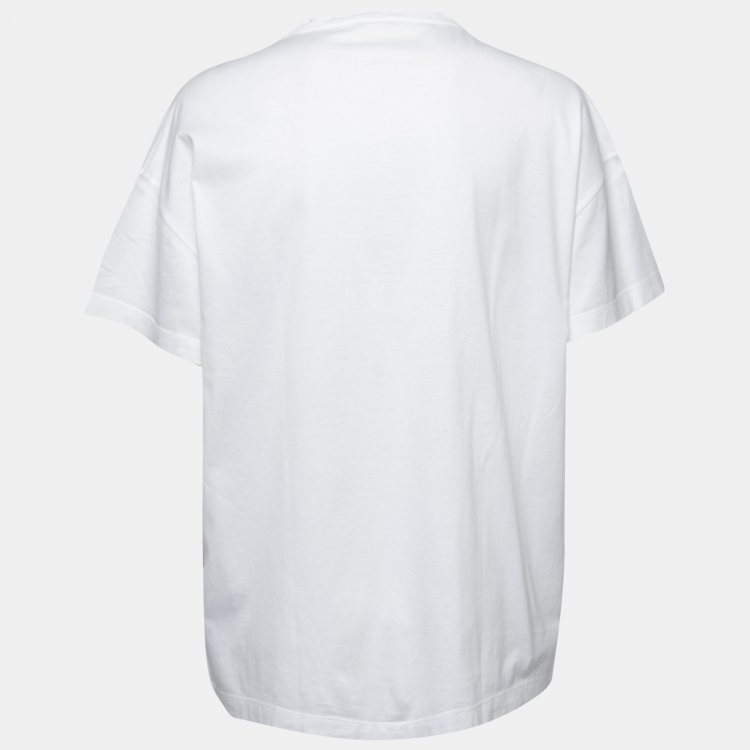 Pre Owned Versace White Cotton Vintage Logo T-Shirt M