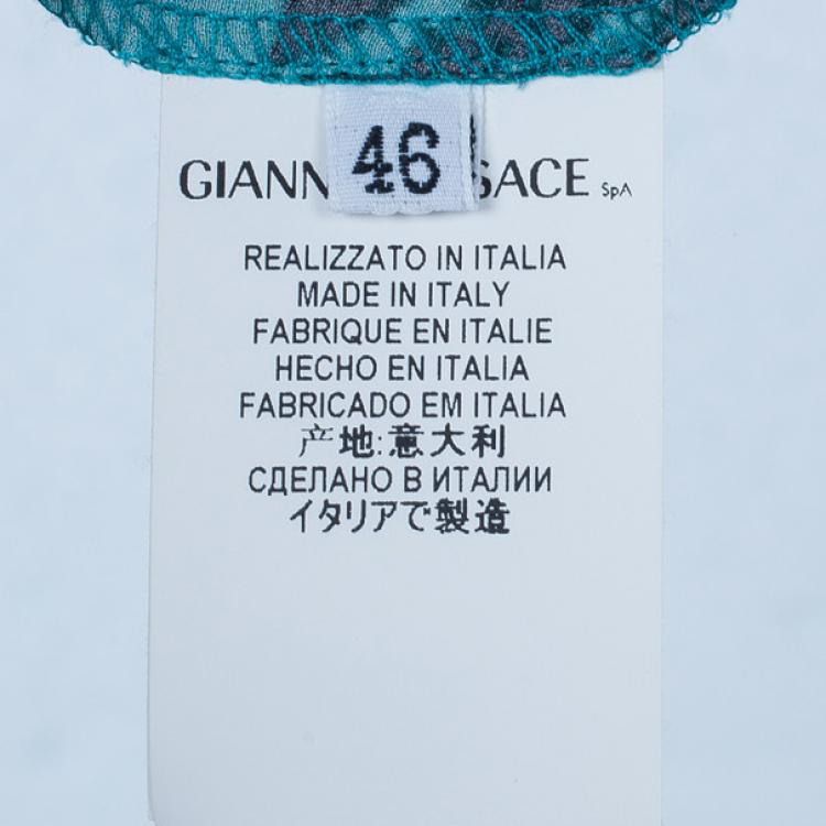 Pre Owned Versace Green Pixel Printed Silk Shirt L