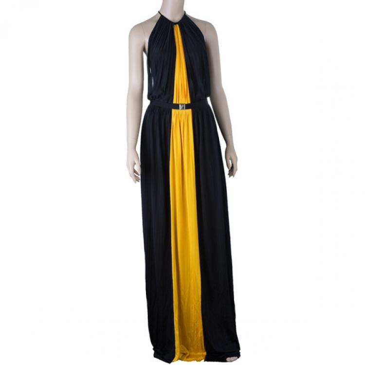Pre Owned Versace Color-block Halterneck Evening Dress M
