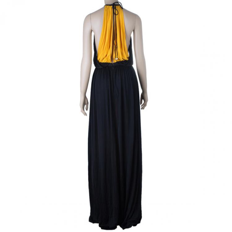 Pre Owned Versace Color-block Halterneck Evening Dress M