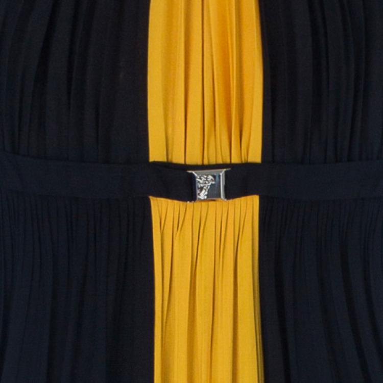 Pre Owned Versace Color-block Halterneck Evening Dress M