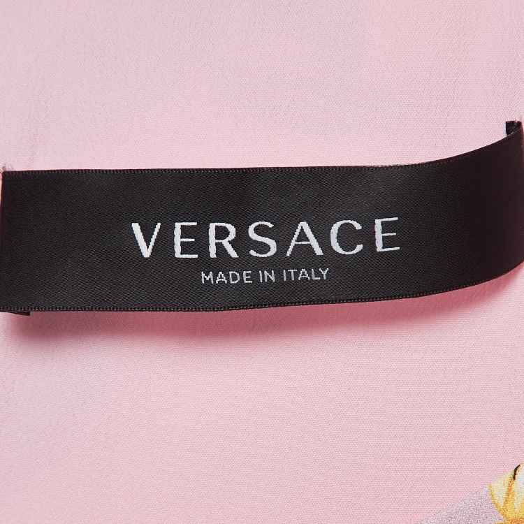 مملوكة مسبقًا Versace Pink Star Print Crepe Midi Dress L