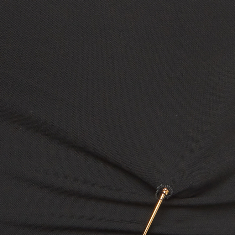 Pre Owned Versace Black Safety Pin Detailed Jersey Tank Top S