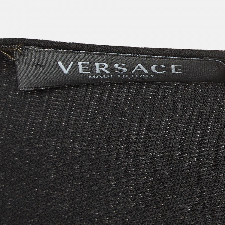 Pre Owned Versace Black Safety Pin Detailed Jersey Tank Top S