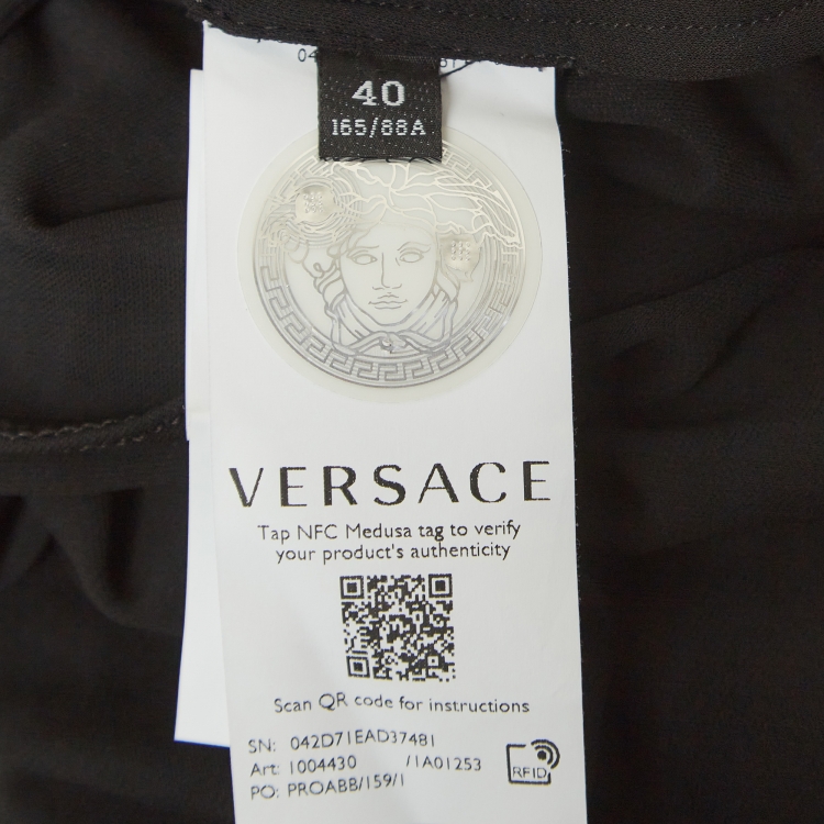 Pre Owned Versace Black Safety Pin Detailed Jersey Tank Top S