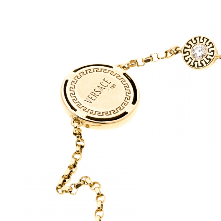 Pre Owned Versace Medusa Diamond 18k Yellow Gold Soft Charm Bracelet 