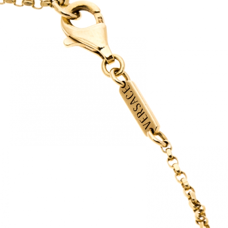 Pre Owned Versace Medusa Diamond 18k Yellow Gold Soft Charm Bracelet 
