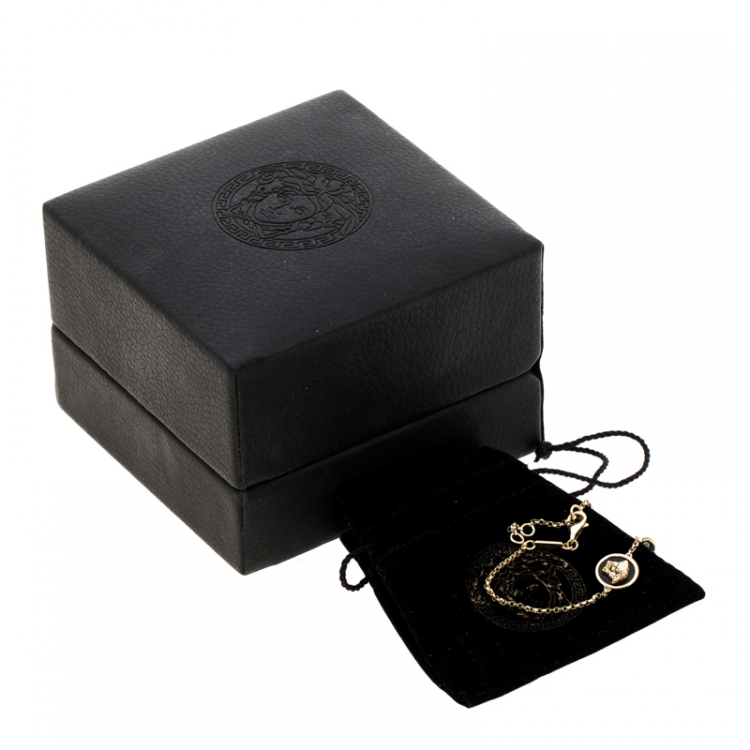 Pre Owned Versace Medusa Diamond 18k Yellow Gold Soft Charm Bracelet 