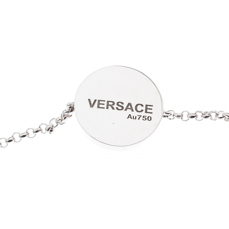 Pre Owned Versace Medusa Diamond 18k White Gold Bracelet 