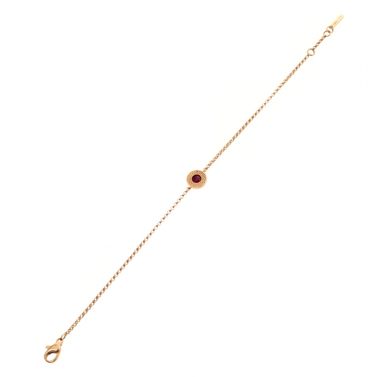 Pre Owned Versace Red Gemstone 18k Rose Gold Soft Bracelet