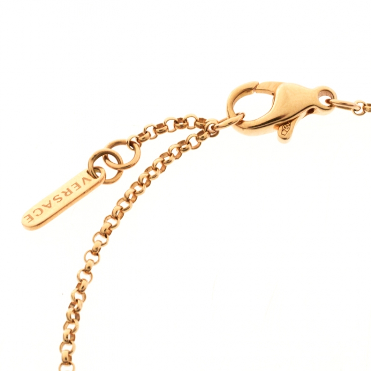 Pre Owned Versace Red Gemstone 18k Rose Gold Soft Bracelet