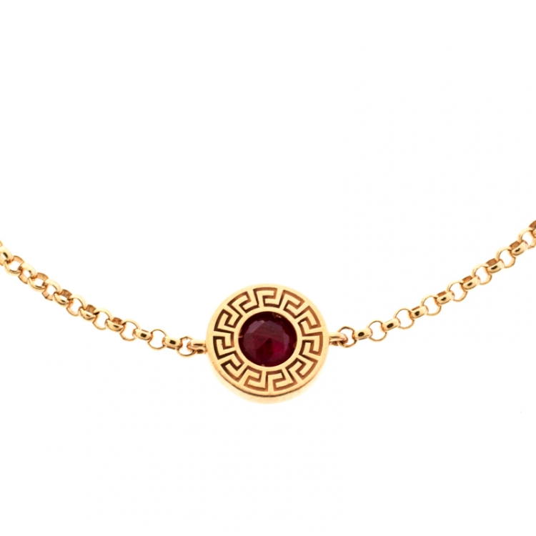 Pre Owned Versace Red Gemstone 18k Rose Gold Soft Bracelet
