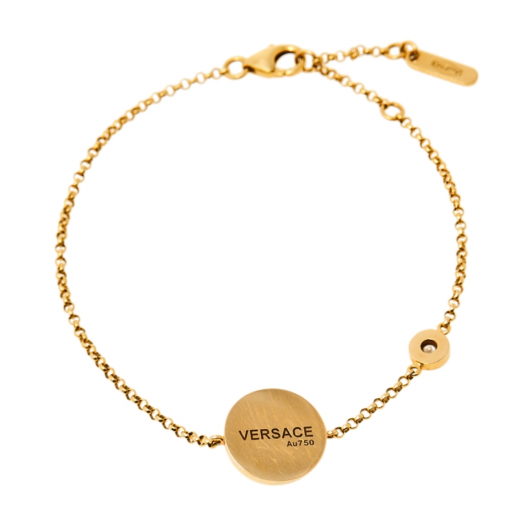 Pre Owned Versace Medusa Diamond 18K Yellow Gold Soft Charm Bracelet