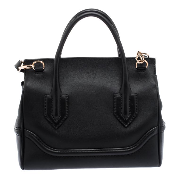 Pre Owned Versace Black Leather Medium Pallazo Empire Tote
