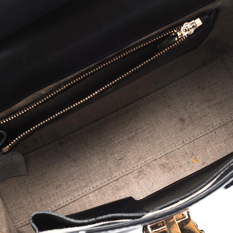 Pre Owned Versace Black Leather Medium Pallazo Empire Tote