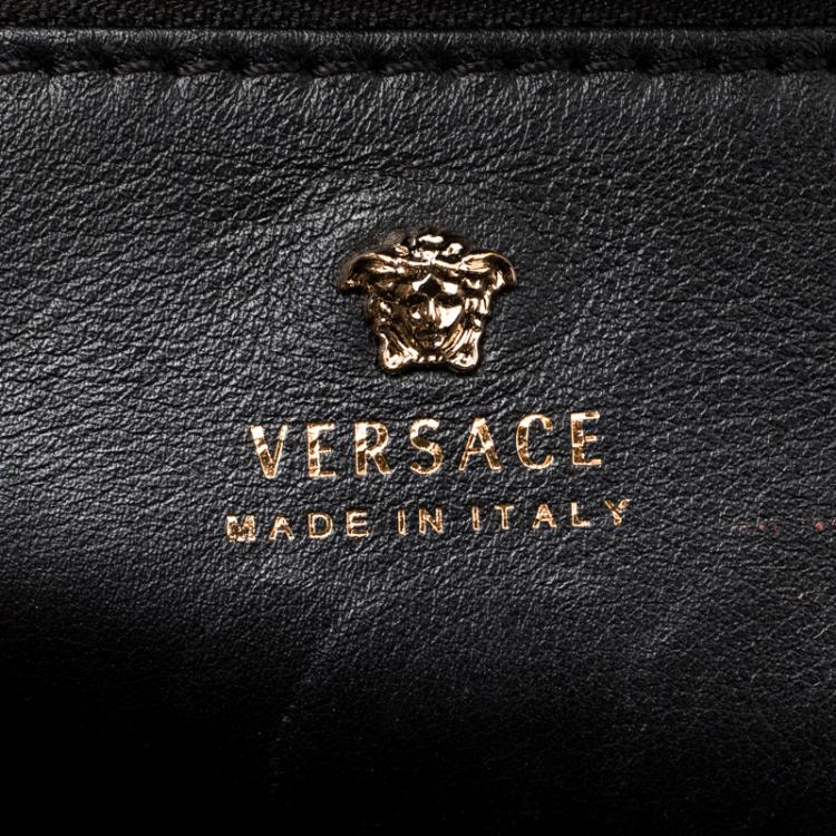 Pre Owned Versace Black Leather Medium Pallazo Empire Tote