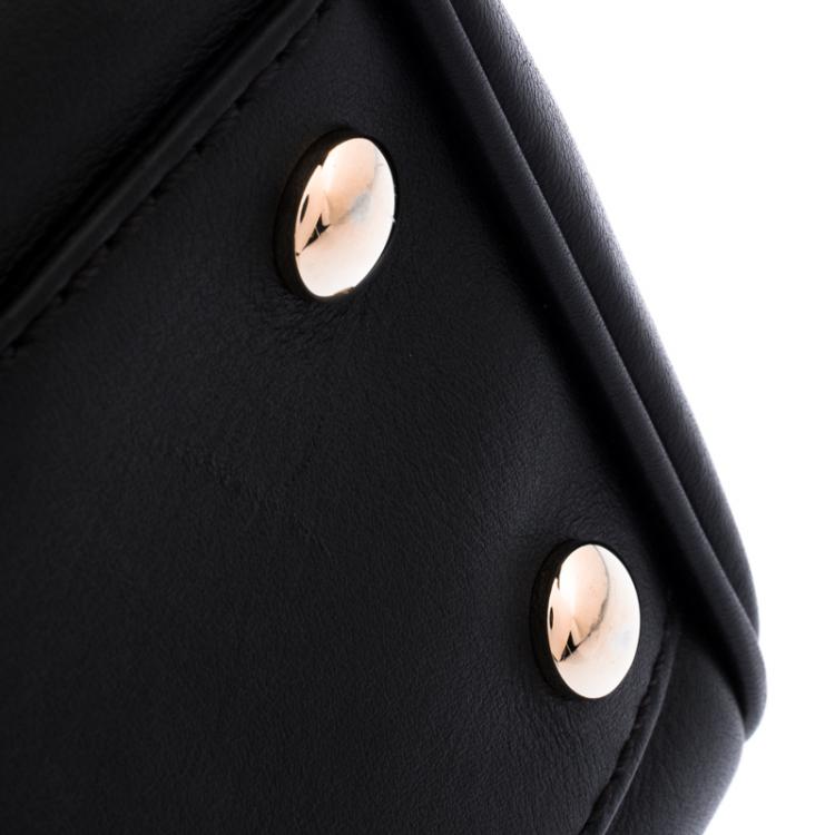 Pre Owned Versace Black Leather Medium Pallazo Empire Tote