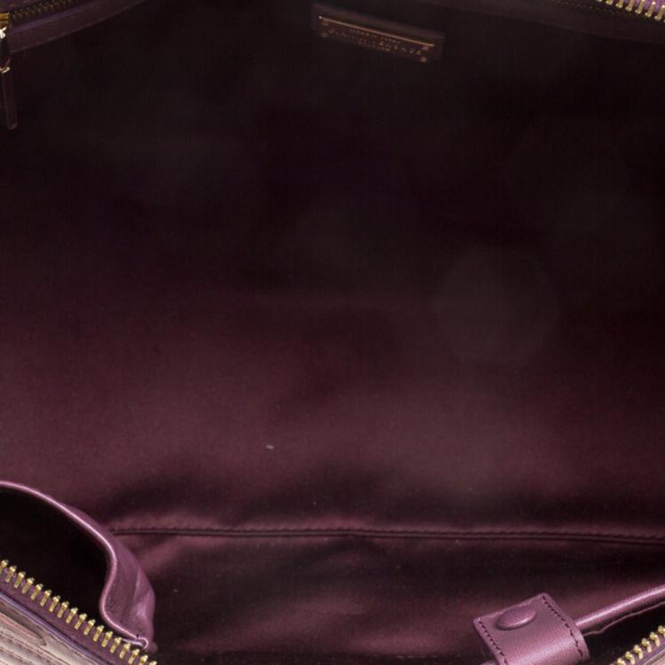 Pre Owned Versace Cedar Dark Beige Embossed Leather Braided Satchel