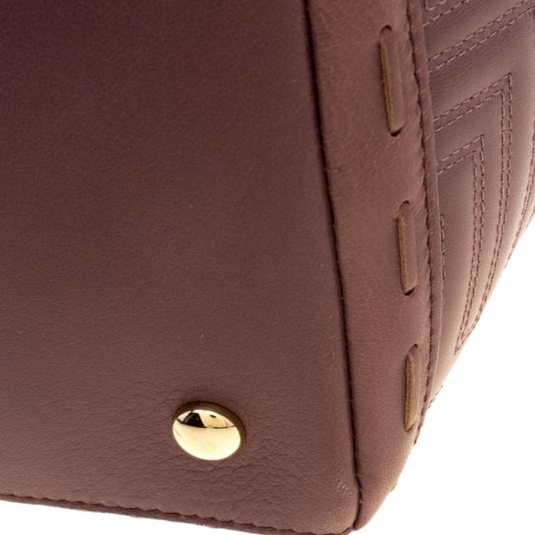 Pre Owned Versace Cedar Dark Beige Embossed Leather Braided Satchel