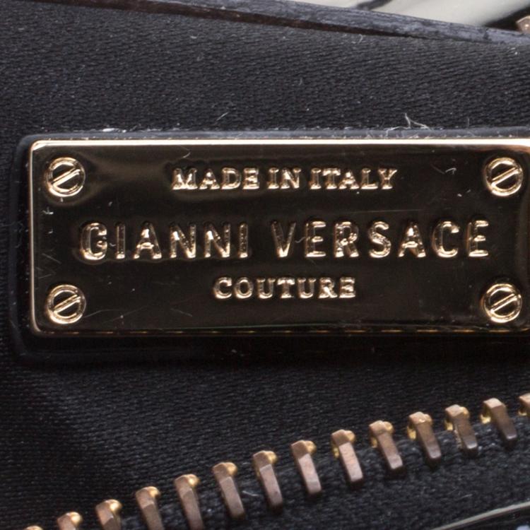 Pre Owned Versace Black Woven Patent Leather Snap Out Of It  Satchel