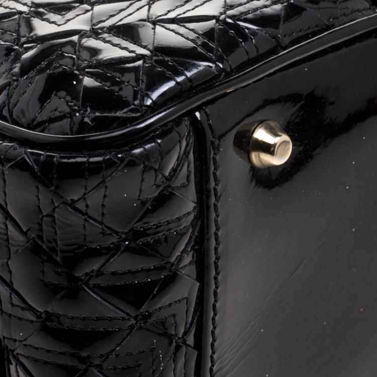 Pre Owned Versace Black Woven Patent Leather Snap Out Of It  Satchel