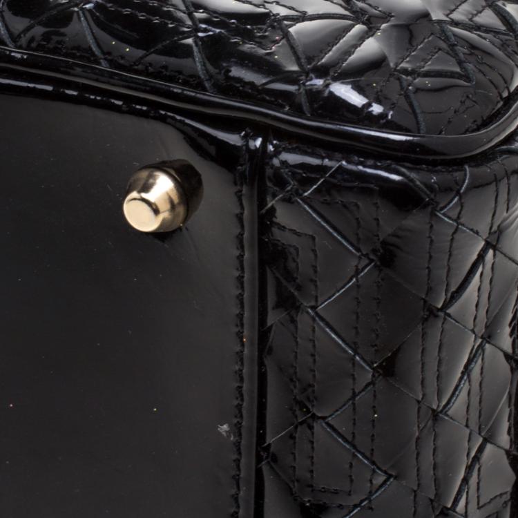 Pre Owned Versace Black Woven Patent Leather Snap Out Of It  Satchel