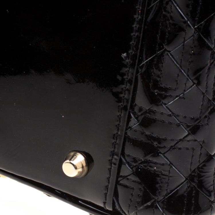 Pre Owned Versace Black Woven Patent Leather Snap Out Of It  Satchel