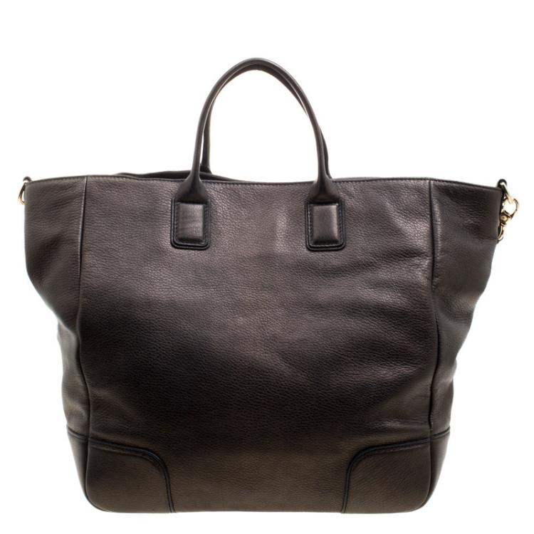 Pre Owned Versace Gun Metal Leather Elettra Vanitas Tote