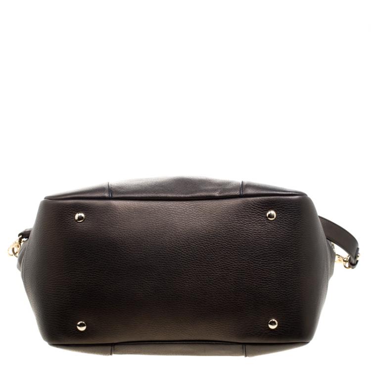 Pre Owned Versace Gun Metal Leather Elettra Vanitas Tote