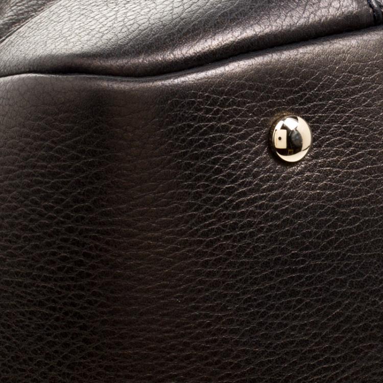Pre Owned Versace Gun Metal Leather Elettra Vanitas Tote