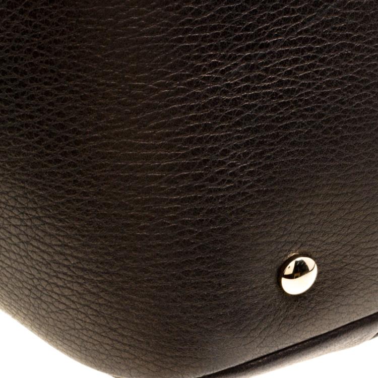 Pre Owned Versace Gun Metal Leather Elettra Vanitas Tote