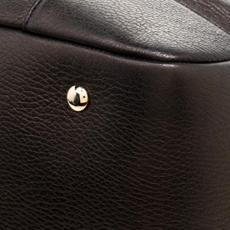 Pre Owned Versace Gun Metal Leather Elettra Vanitas Tote