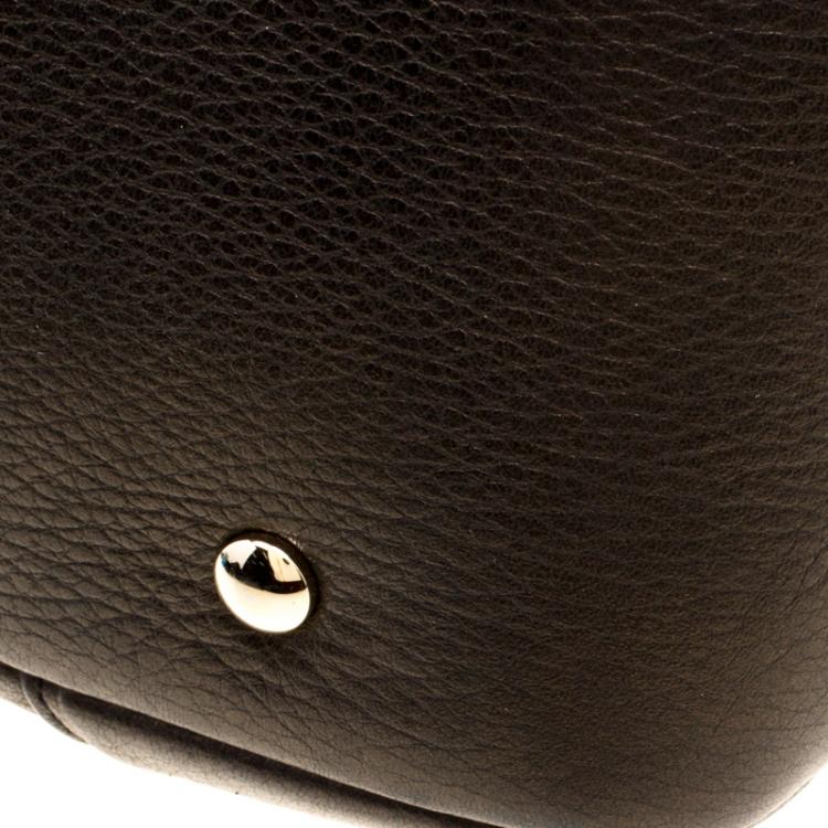 Pre Owned Versace Gun Metal Leather Elettra Vanitas Tote