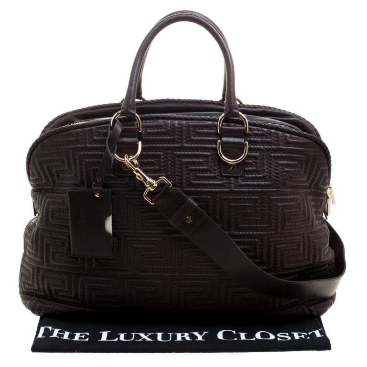 Pre Owned Versace Couture Dark Brown Leather Signature Top Handle Bag