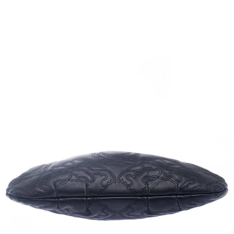 Pre Owned Versace Black Leather Frame Clutch
