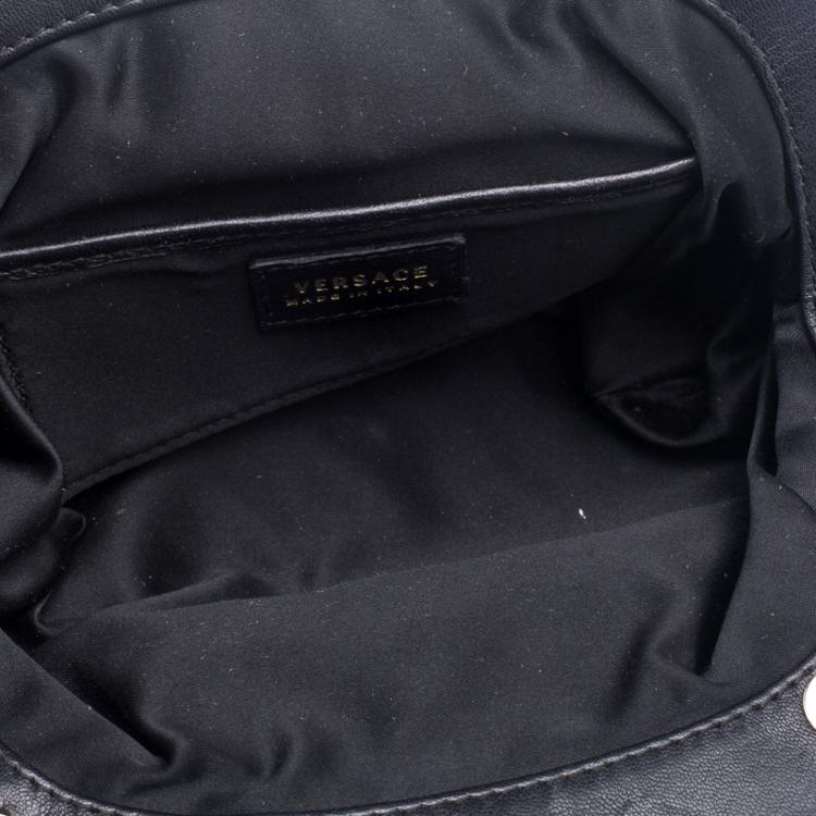 Pre Owned Versace Black Leather Frame Clutch