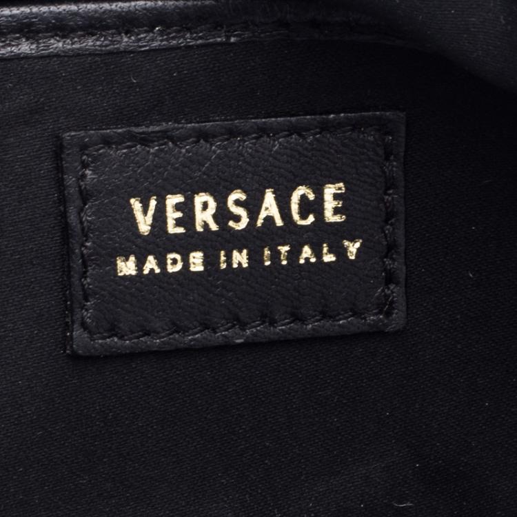 Pre Owned Versace Black Leather Frame Clutch