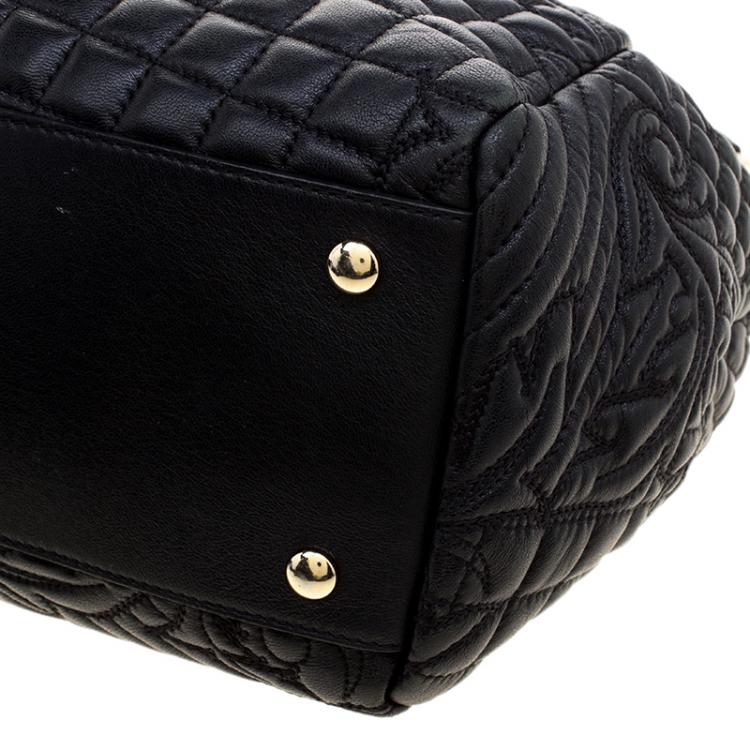 Pre Owned Versace Black Leather Medusa Top Handle Bag