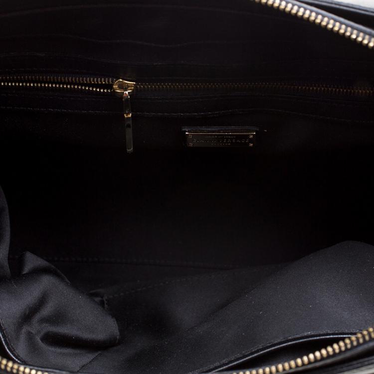 Pre Owned Versace Black Embossed Leather Braided Satchel