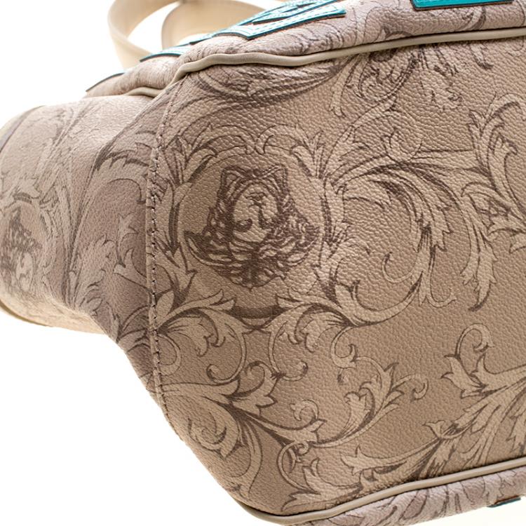 Pre Owned Versace Beige Medusa Print Leather Tote