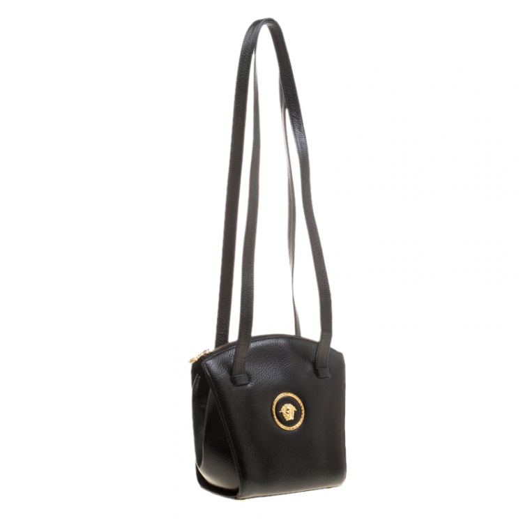 مملوكة مسبقًا Versace Black Leather Medusa Shoulder Bag 