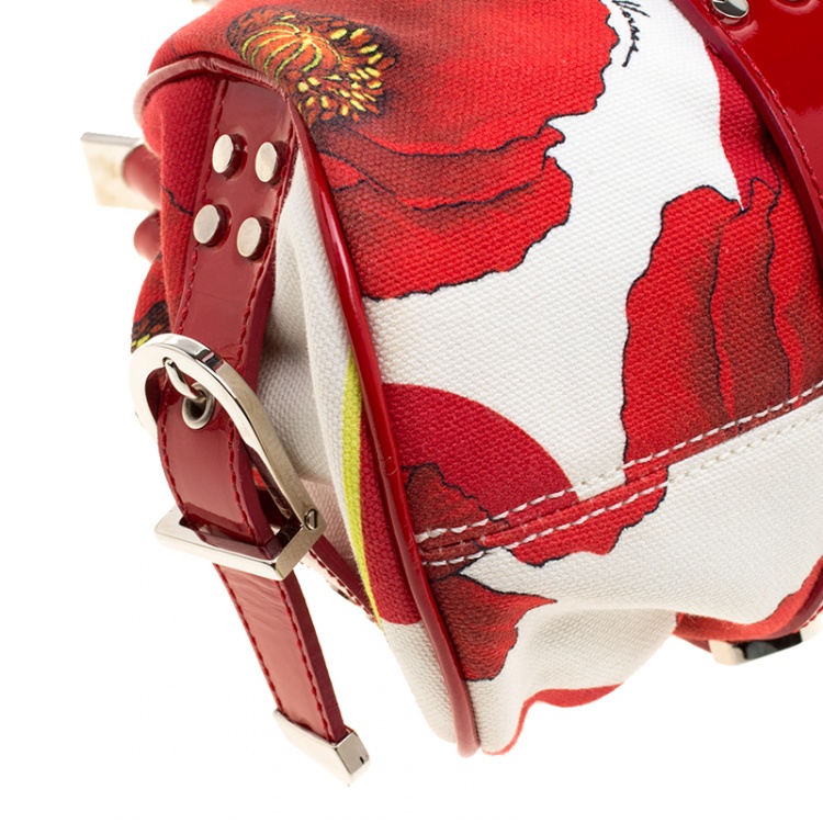 Pre Owned Versace Multicolor Printed Canvas and Patent Leather Madonna Framed Satchel