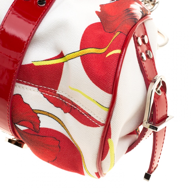 Pre Owned Versace Multicolor Printed Canvas and Patent Leather Madonna Framed Satchel