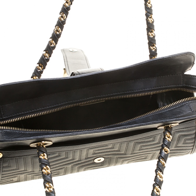 Pre Owned Versace Black Quilted Leather Shoulder Bag