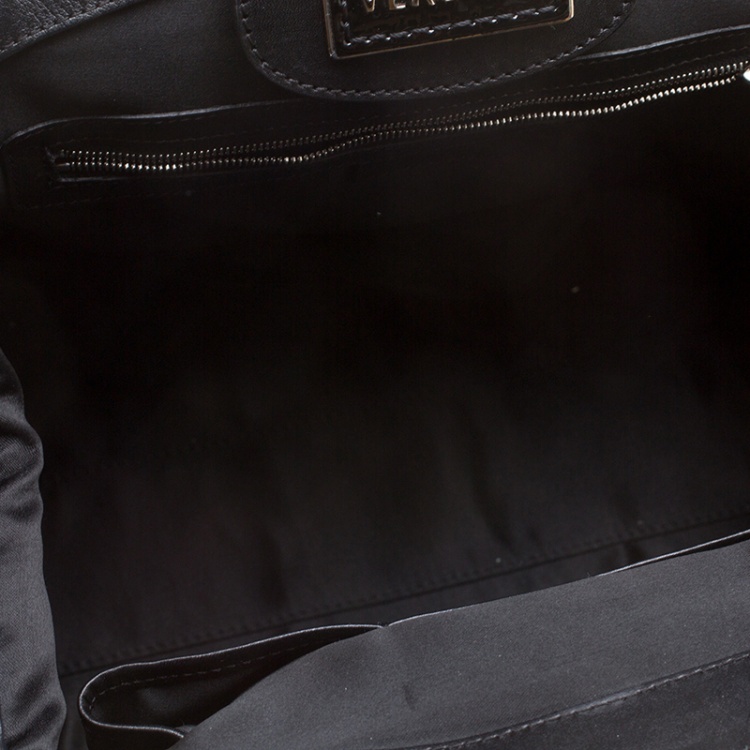 Pre Owned Versace Black Patent Leather Chain Link Satchel  