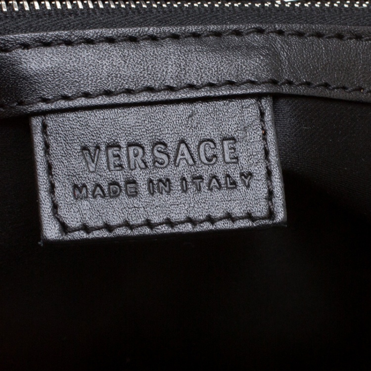 Pre Owned Versace Black Patent Leather Chain Link Satchel  