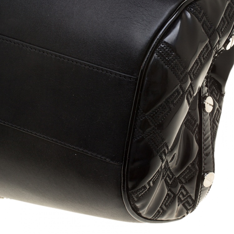 Pre Owned Versace Black Patent Leather Chain Link Satchel  