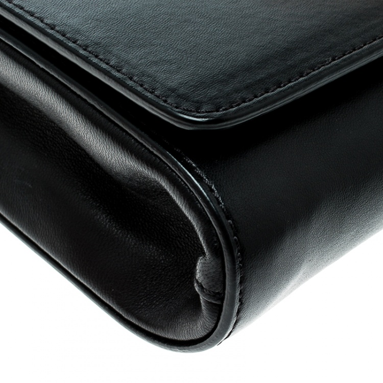 Pre Owned Versace Black Leather Evening Palazzo Chain Clutch 
